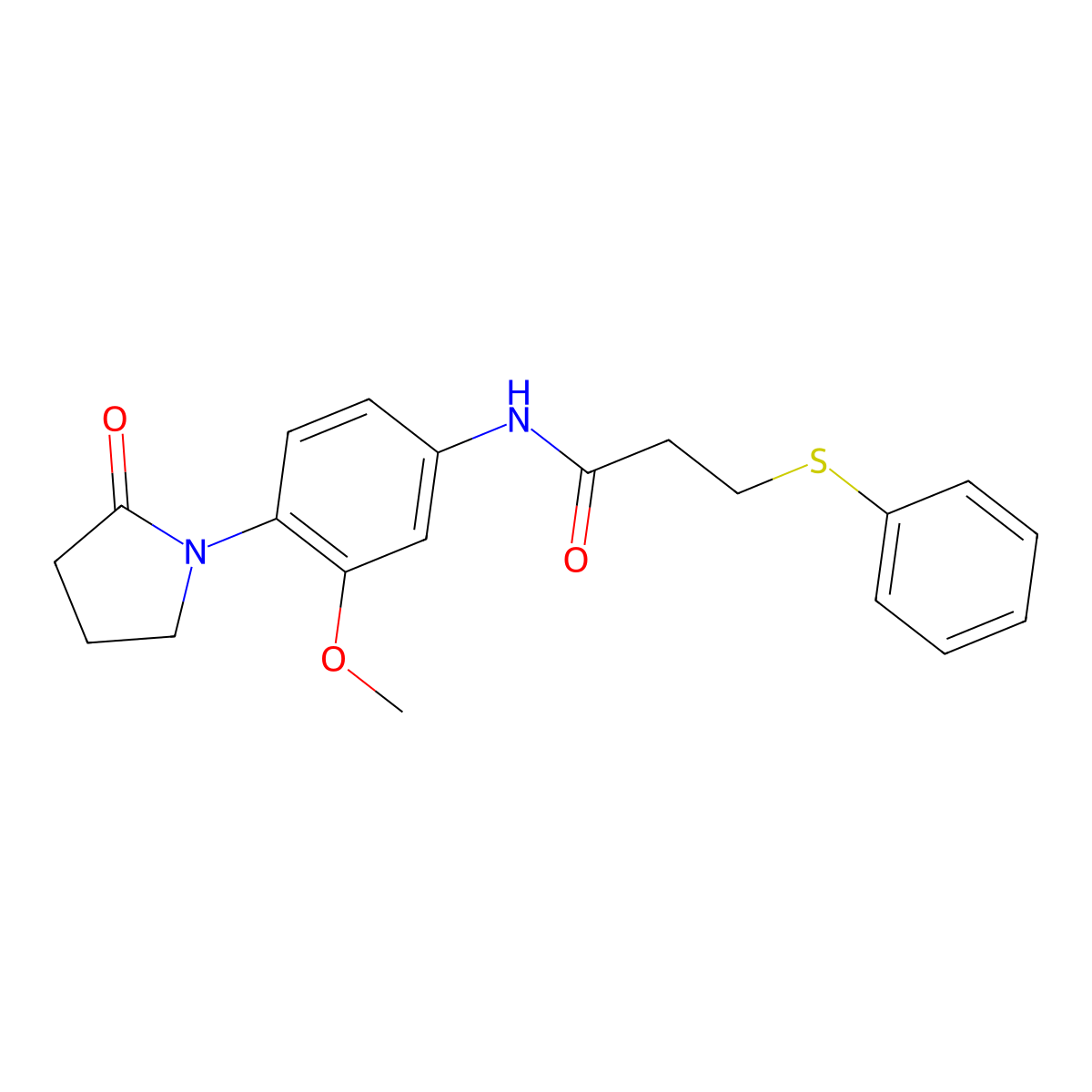N-(3-methoxy-4-(2-oxopyrrolidin-1-yl)phenyl)-3-(phenylthio)propanamide molecular structure, CAS 1207034-60-3