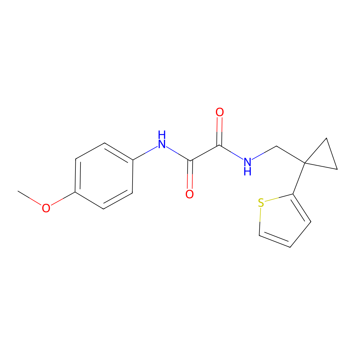 N1-(4-methoxyphenyl)-N2-((1-(thiophen-2-yl)cyclopropyl)methyl)oxalamide molecular structure, CAS 1207034-61-4