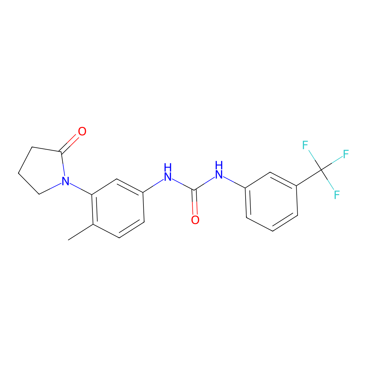 1-(4-Methyl-3-(2-oxopyrrolidin-1-yl)phenyl)-3-(3-(trifluoromethyl)phenyl)urea molecular structure, CAS 1207034-67-0