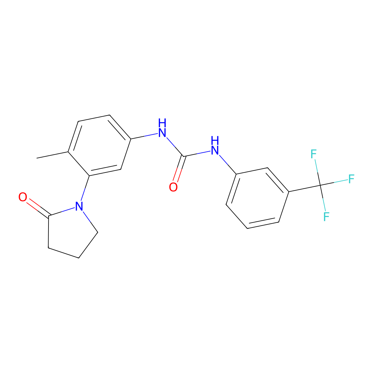1-(4-Methyl-3-(2-oxopyrrolidin-1-yl)phenyl)-3-(3-(trifluoromethyl)phenyl)urea molecular structure, CAS 1207034-67-0