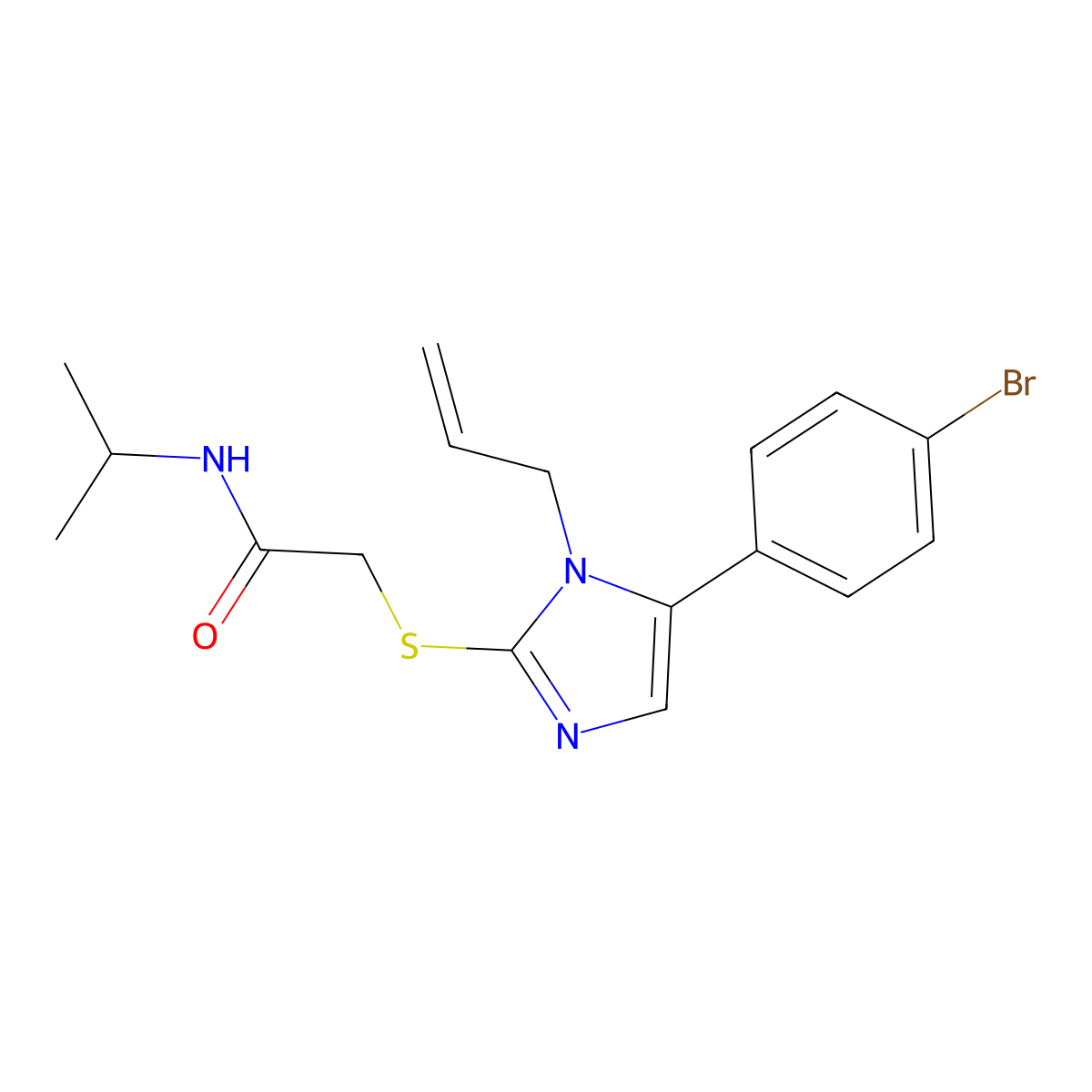 2-((1-allyl-5-(4-bromophenyl)-1H-imidazol-2-yl)thio)-N-isopropylacetamide molecular structure, CAS 1207034-75-0