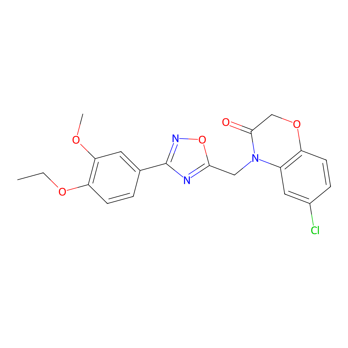 6-chloro-4-((3-(4-ethoxy-3-methoxyphenyl)-1,2,4-oxadiazol-5-yl)methyl)-2H-benzo[b][1,4]oxazin-3(4H)-one molecular structure, CAS 1207034-81-8