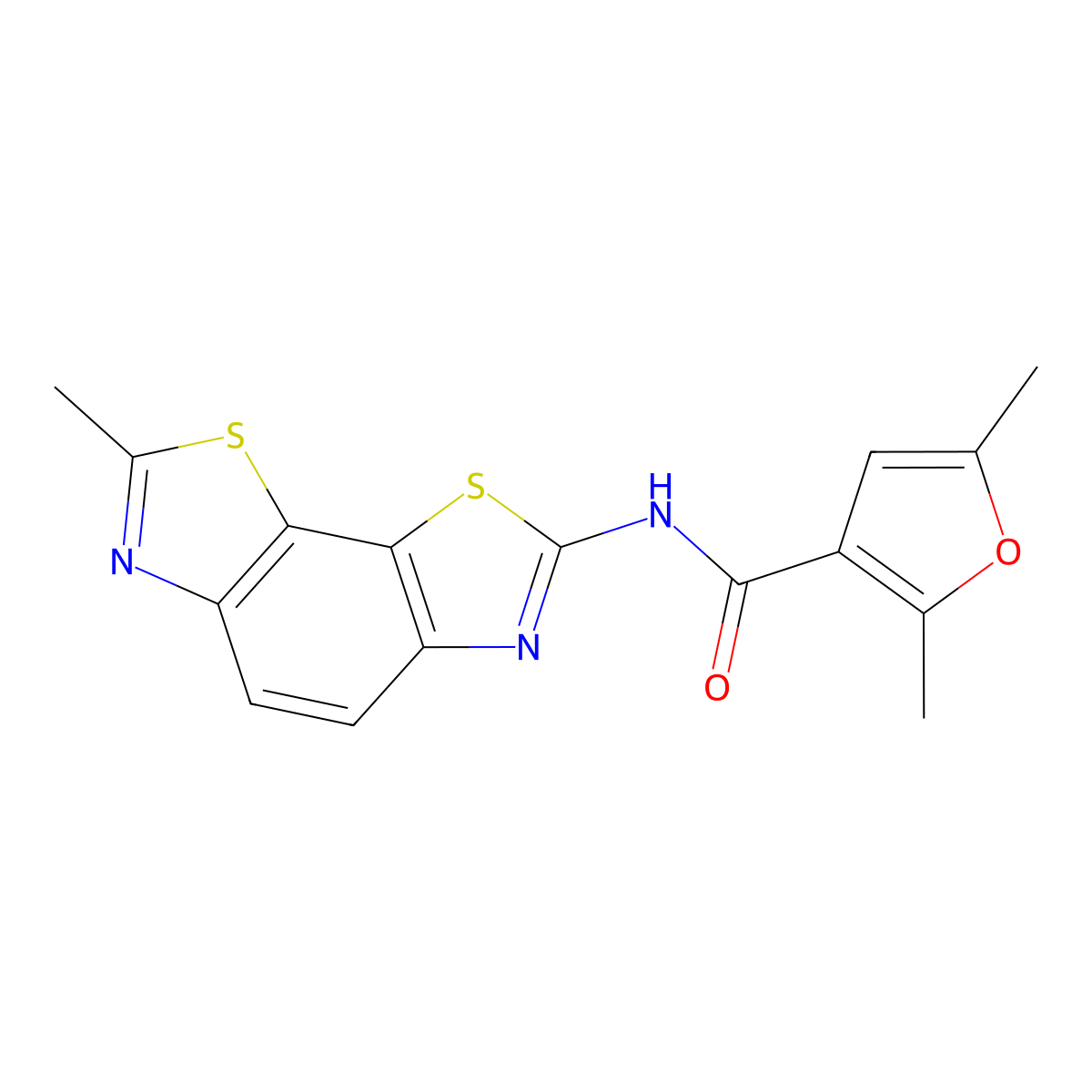 2,5-dimethyl-N-{11-methyl-3,12-dithia-5,10-diazatricyclo[7.3.0.0^{2,6}]dodeca-1(9),2(6),4,7,10-pentaen-4-yl}furan-3-carboxamide molecular structure, CAS 1207034-85-2
