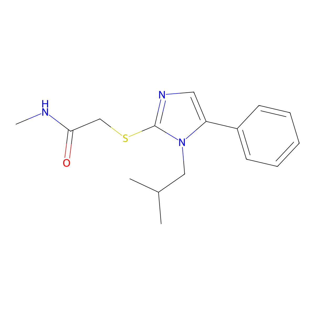 2-((1-isobutyl-5-phenyl-1H-imidazol-2-yl)thio)-N-methylacetamide molecular structure, CAS 1207034-91-0