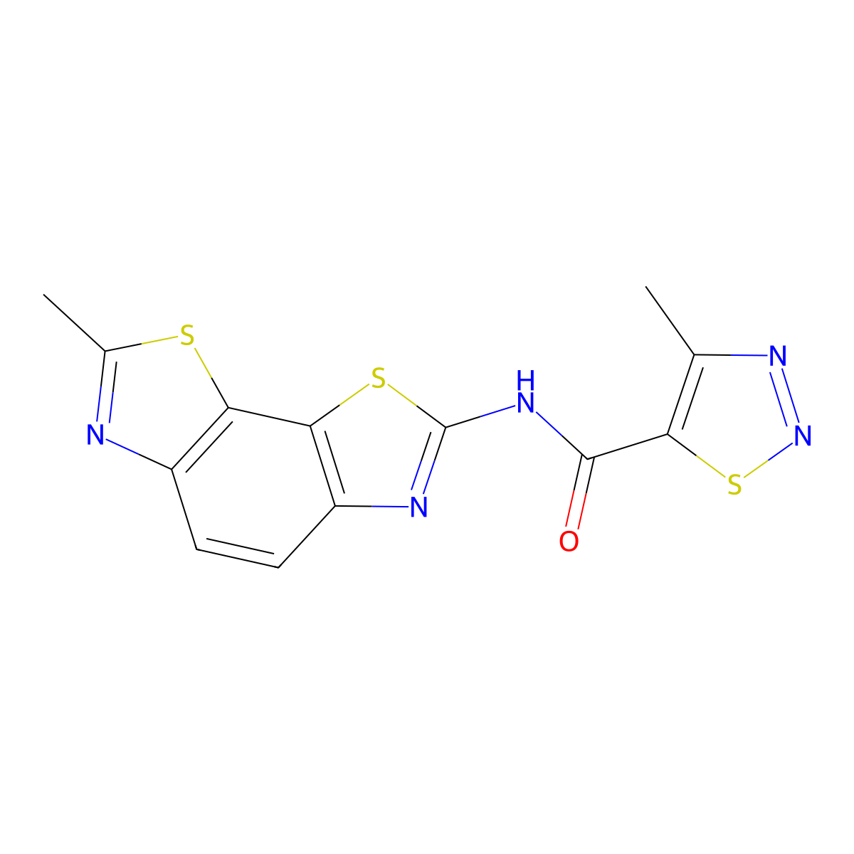4-methyl-N-(7-methylbenzo[1,2-d:4,3-d']bis(thiazole)-2-yl)-1,2,3-thiadiazole-5-carboxamide molecular structure, CAS 1207034-94-3