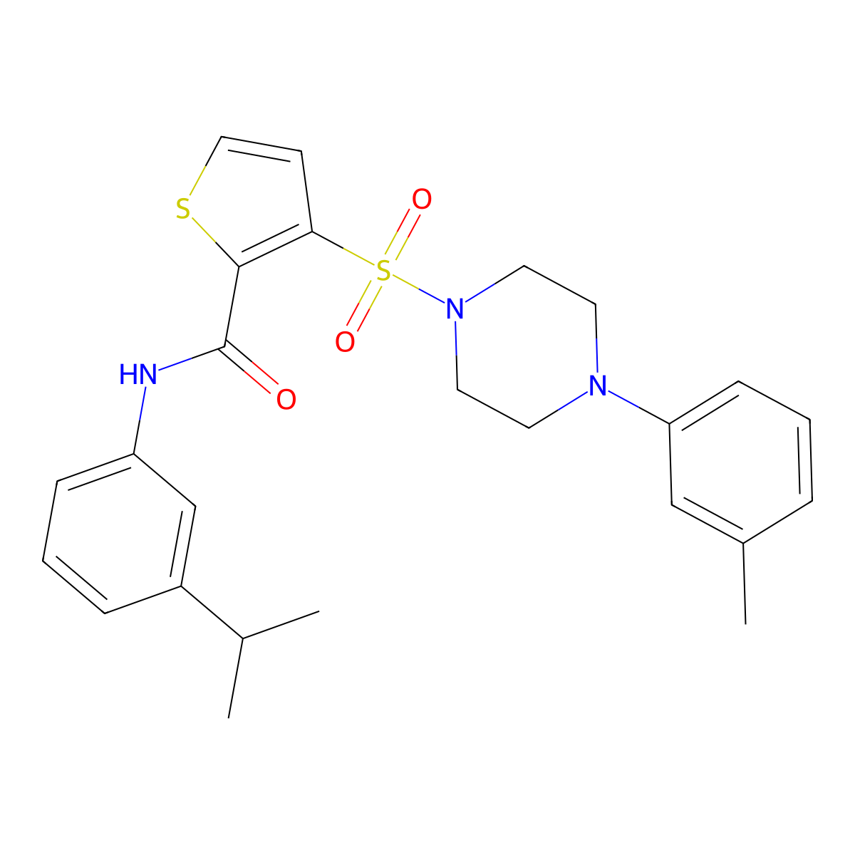 3-{[4-(3-methylphenyl)piperazin-1-yl]sulfonyl}-N-[3-(propan-2-yl)phenyl]thiophene-2-carboxamide molecular structure, CAS 1207034-95-4