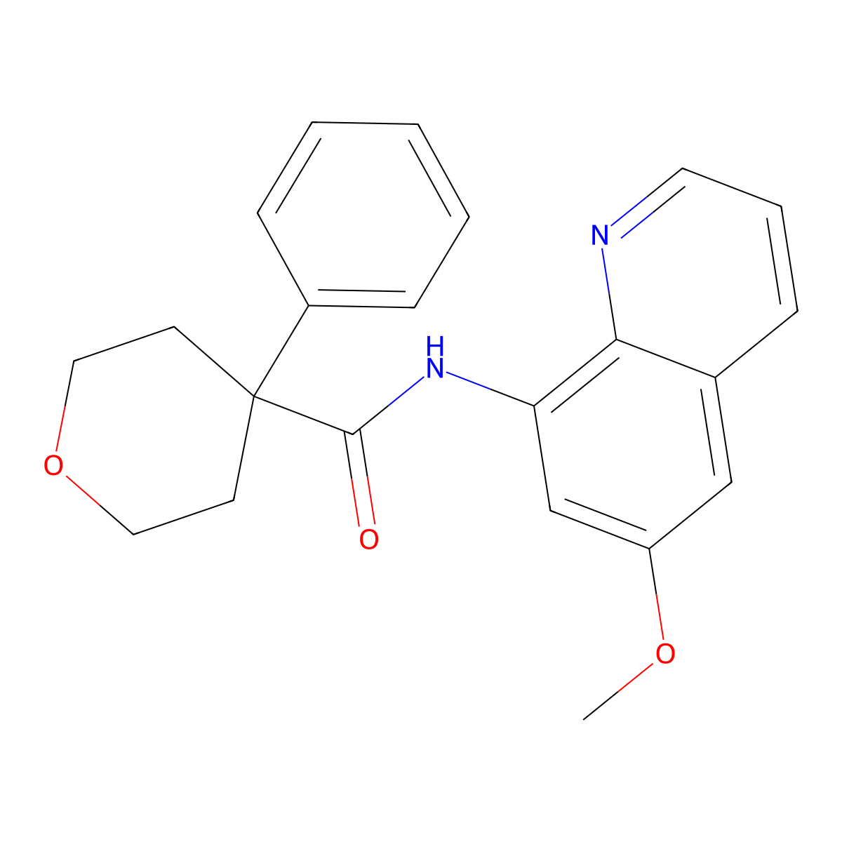 N-(6-methoxyquinolin-8-yl)-4-phenyloxane-4-carboxamide molecular structure, CAS 1207034-97-6