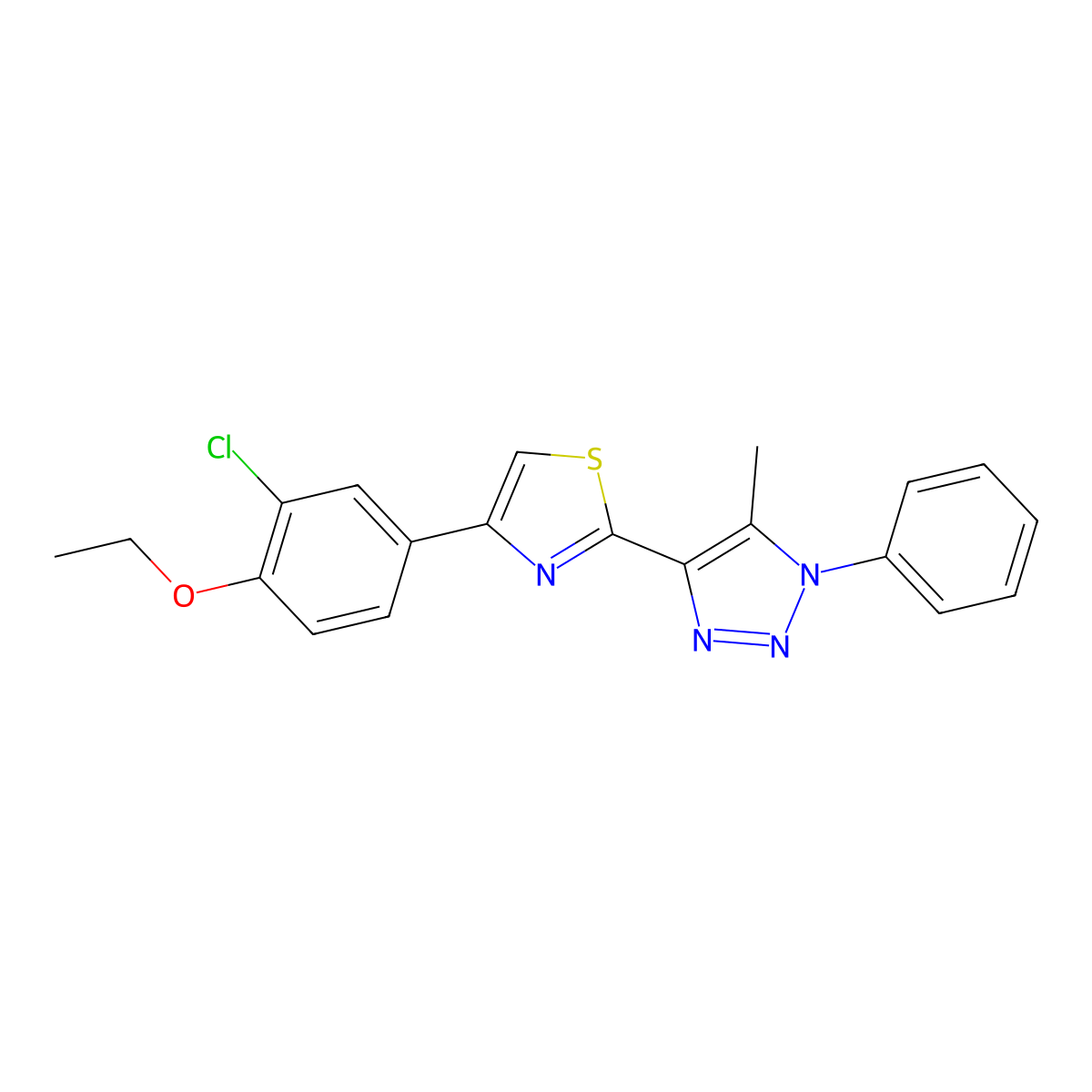 4-(3-chloro-4-ethoxyphenyl)-2-(5-methyl-1-phenyl-1H-1,2,3-triazol-4-yl)thiazole molecular structure, CAS 1207034-99-8