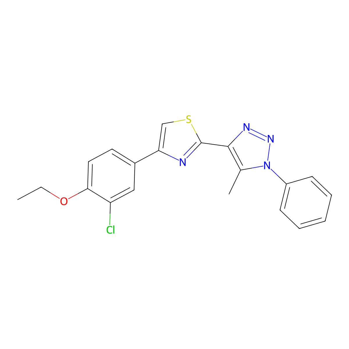 4-(3-chloro-4-ethoxyphenyl)-2-(5-methyl-1-phenyl-1H-1,2,3-triazol-4-yl)thiazole molecular structure, CAS 1207034-99-8