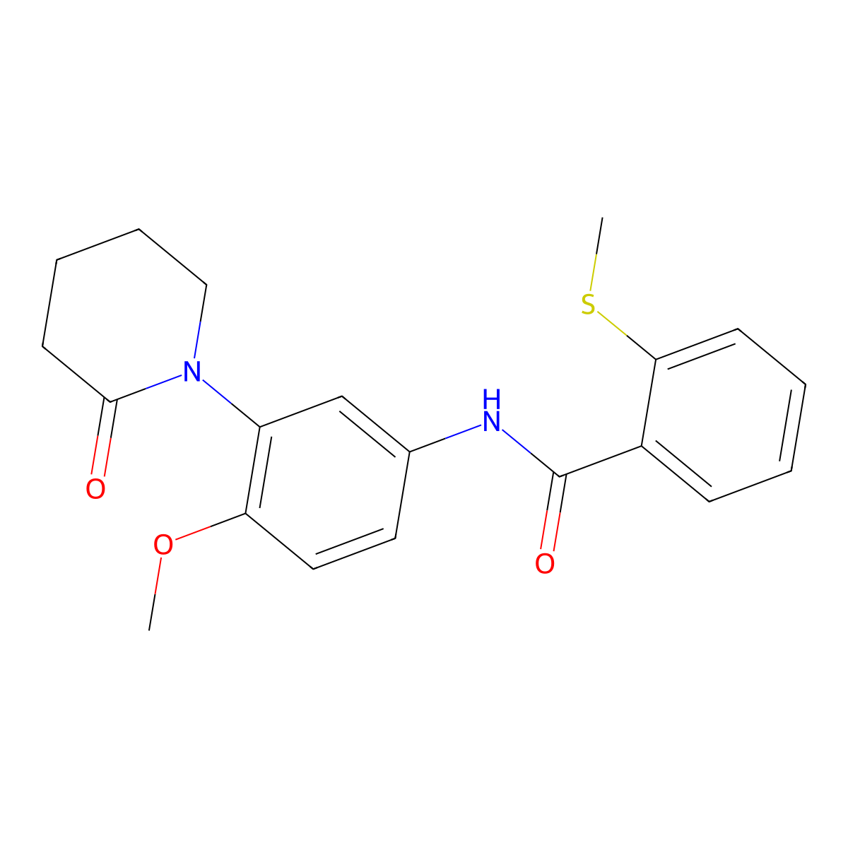 N-(4-methoxy-3-(2-oxopiperidin-1-yl)phenyl)-2-(methylthio)benzamide molecular structure, CAS 1207035-00-4