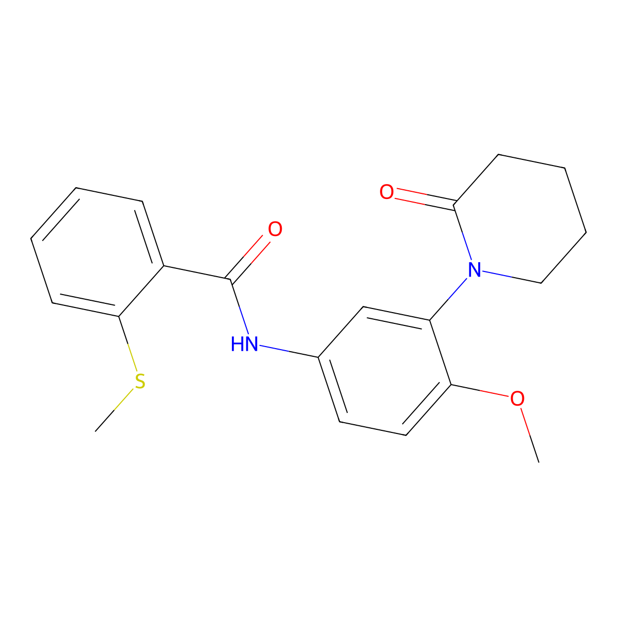 N-(4-methoxy-3-(2-oxopiperidin-1-yl)phenyl)-2-(methylthio)benzamide molecular structure, CAS 1207035-00-4