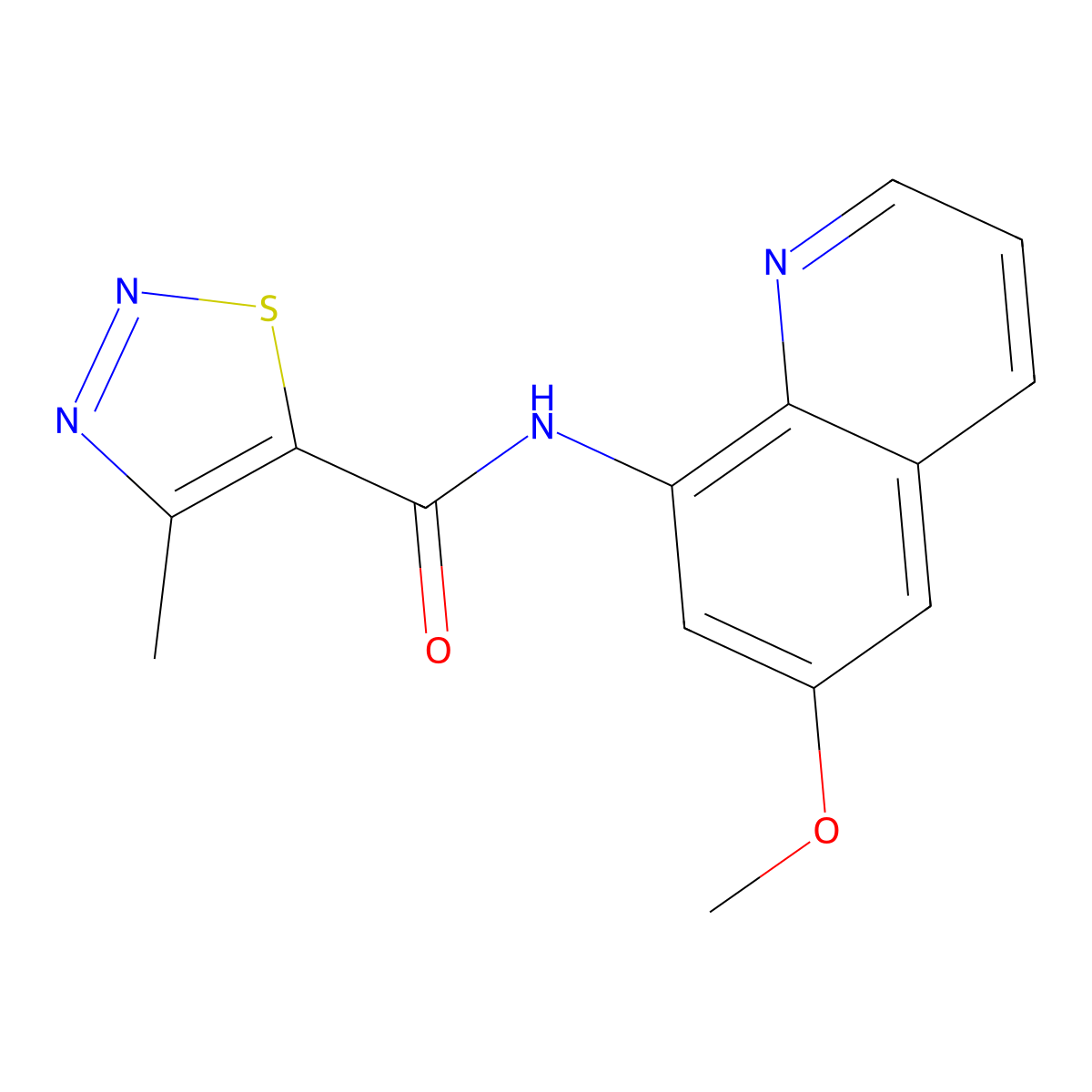 N-(6-methoxyquinolin-8-yl)-4-methyl-1,2,3-thiadiazole-5-carboxamide molecular structure, CAS 1207035-02-6