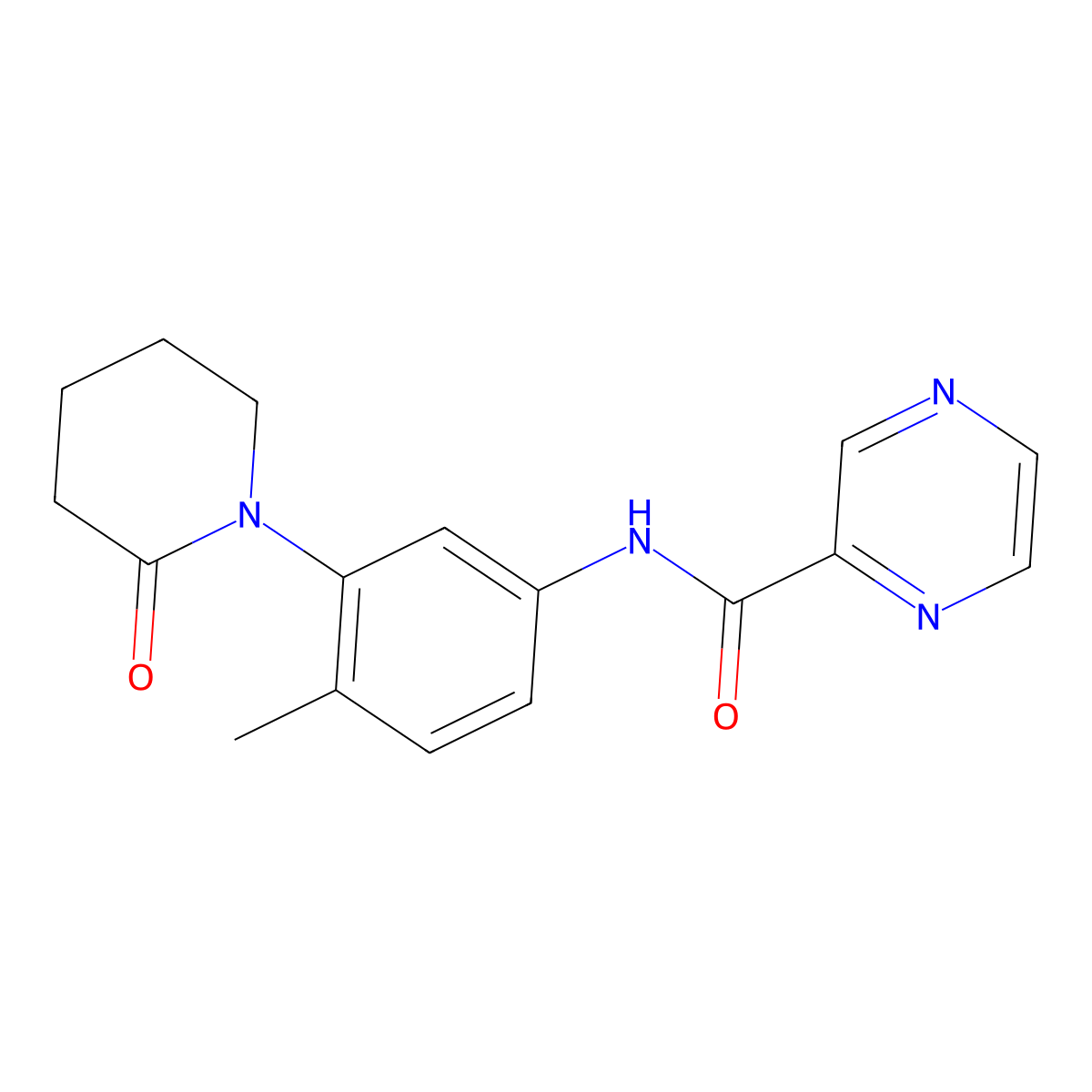 N-[4-methyl-3-(2-oxopiperidin-1-yl)phenyl]pyrazine-2-carboxamide molecular structure, CAS 1207035-04-8