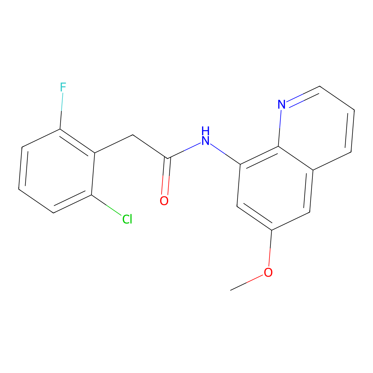 2-(2-chloro-6-fluorophenyl)-N-(6-methoxyquinolin-8-yl)acetamide molecular structure, CAS 1207035-15-1