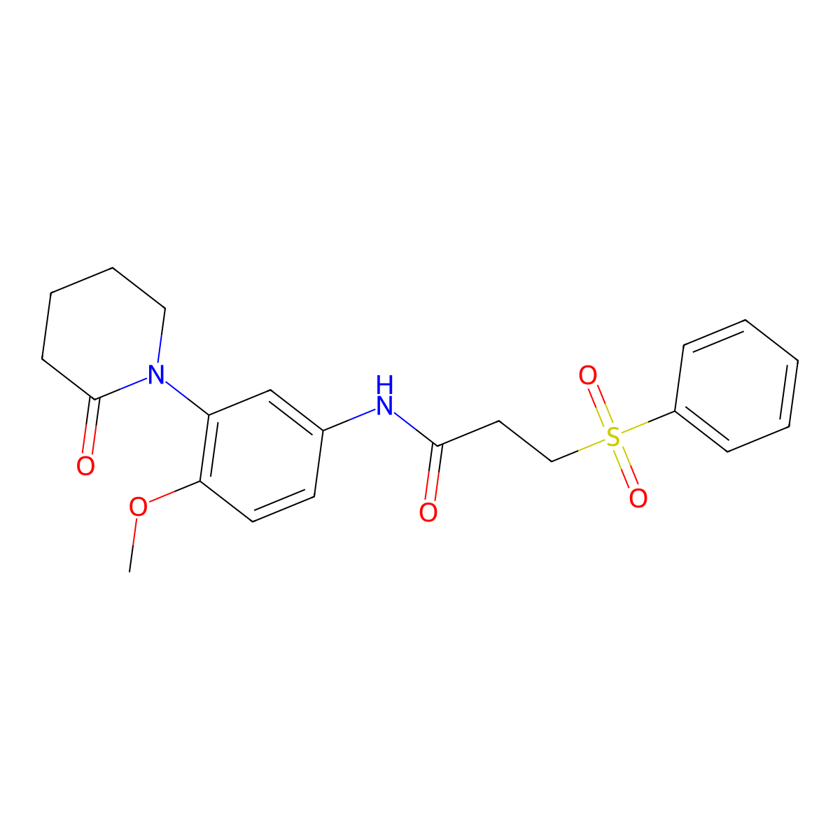 3-(benzenesulfonyl)-N-[4-methoxy-3-(2-oxopiperidin-1-yl)phenyl]propanamide molecular structure, CAS 1207035-16-2