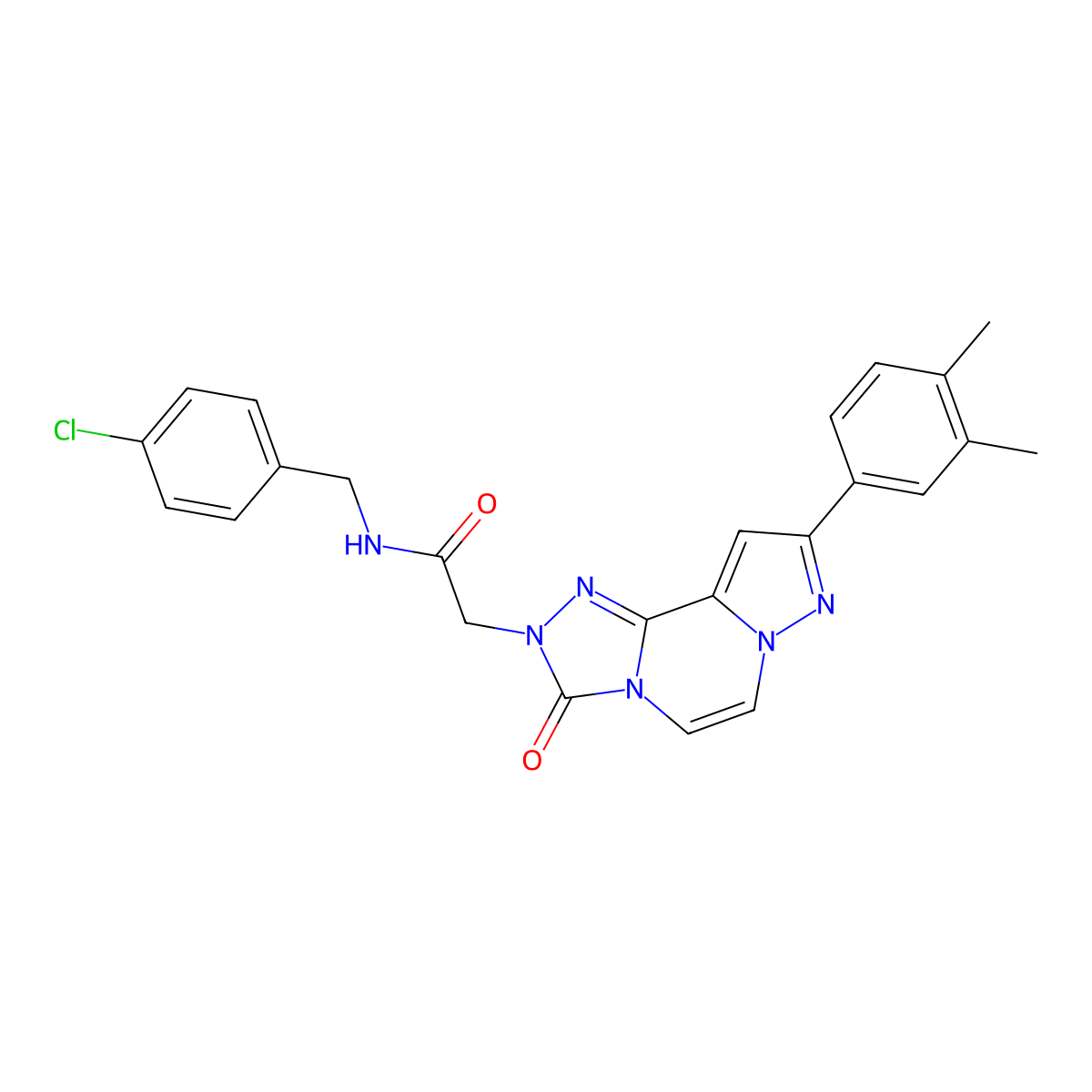 N-[(4-chlorophenyl)methyl]-2-[11-(3,4-dimethylphenyl)-5-oxo-3,4,6,9,10-pentaazatricyclo[7.3.0.0^{2,6}]dodeca-1(12),2,7,10-tetraen-4-yl]acetamide molecular structure, CAS 1207035-17-3