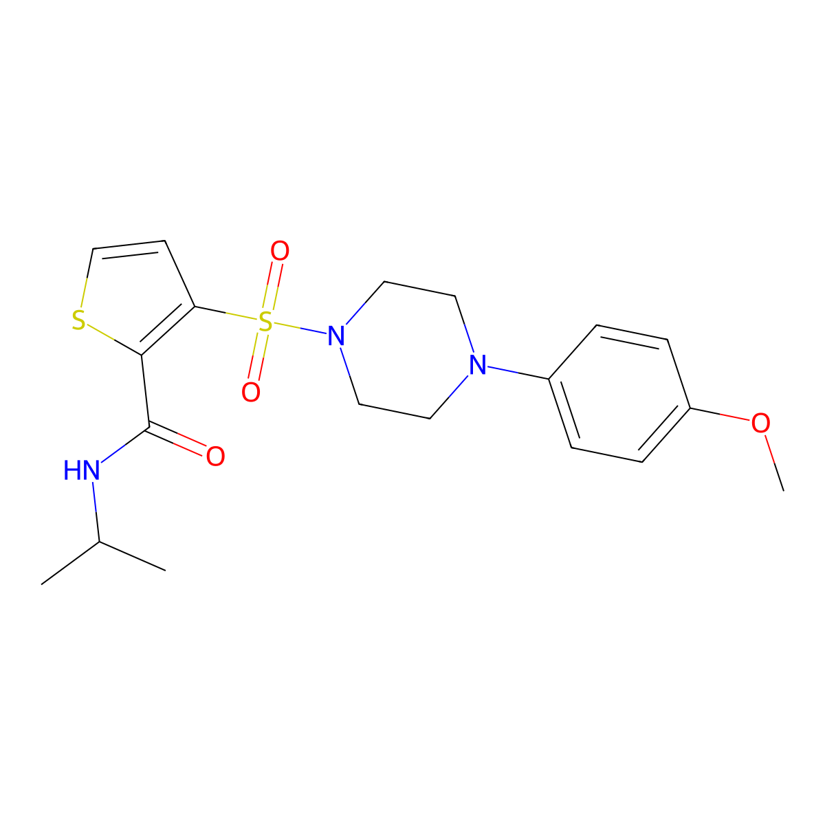 3-{[4-(4-methoxyphenyl)piperazin-1-yl]sulfonyl}-N-(propan-2-yl)thiophene-2-carboxamide molecular structure, CAS 1207035-20-8