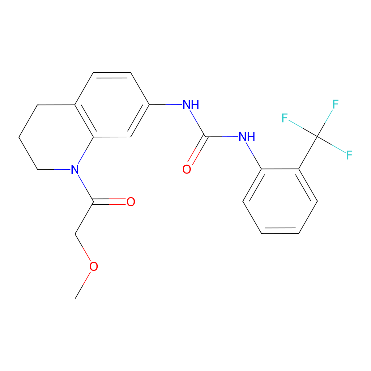 1-(1-(2-Methoxyacetyl)-1,2,3,4-tetrahydroquinolin-7-yl)-3-(2-(trifluoromethyl)phenyl)urea molecular structure, CAS 1207035-24-2