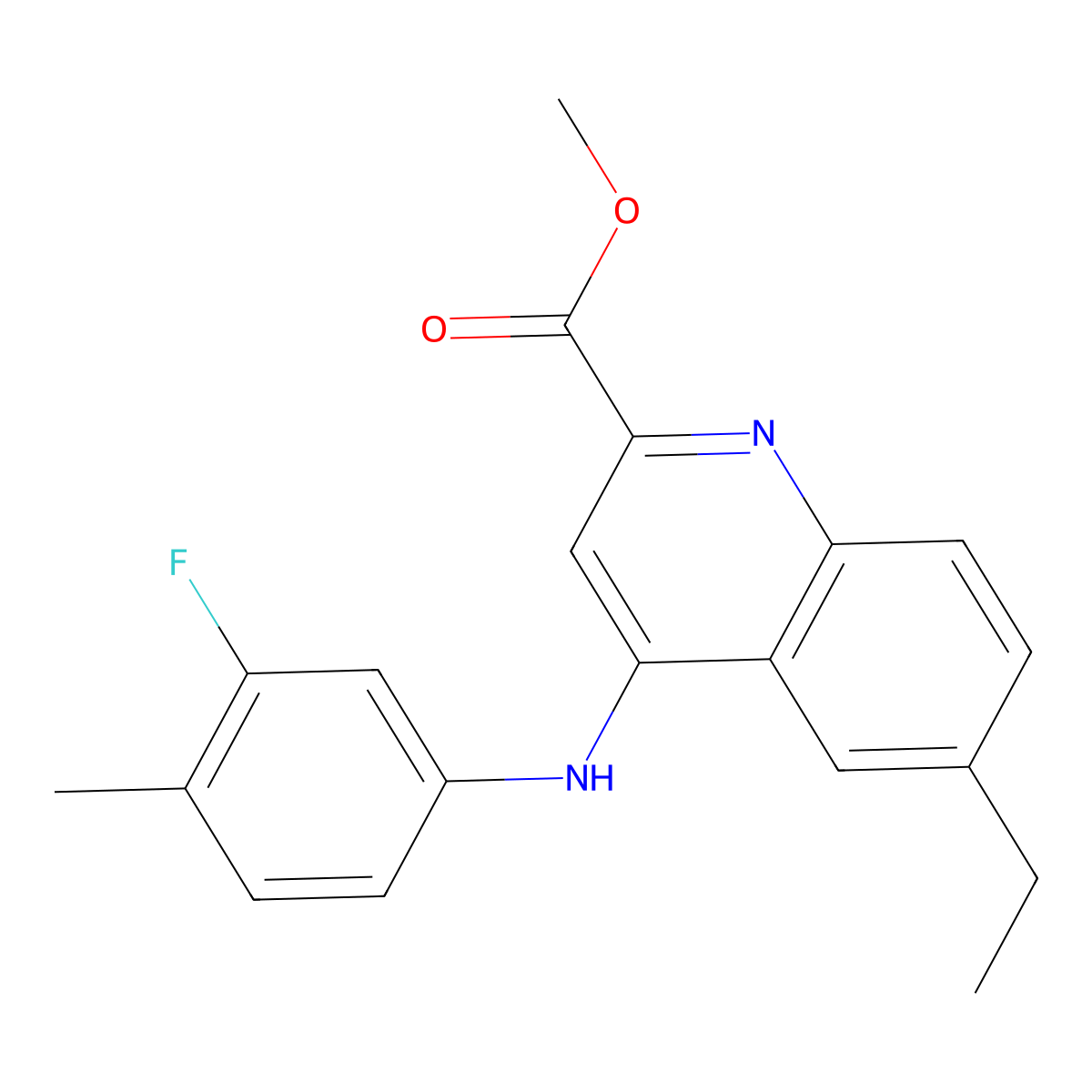 Methyl 6-ethyl-4-[(3-fluoro-4-methylphenyl)amino]quinoline-2-carboxylate molecular structure, CAS 1207035-27-5