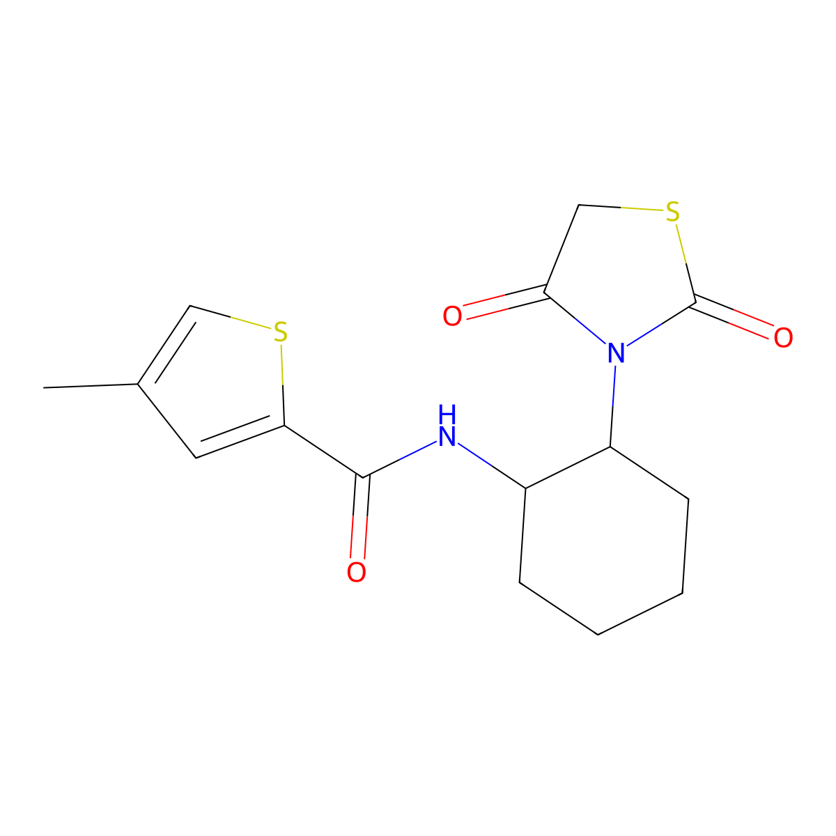 N-(2-(2,4-dioxothiazolidin-3-yl)cyclohexyl)-4-methylthiophene-2-carboxamide molecular structure, CAS 1207035-33-3