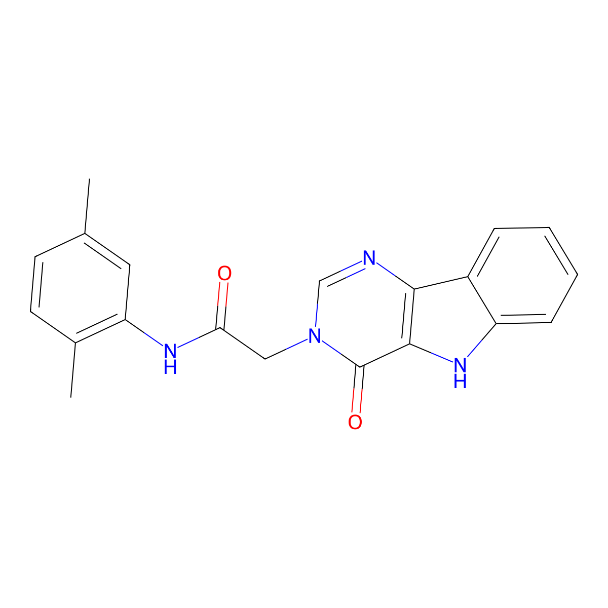 N-(2,5-dimethylphenyl)-2-{4-oxo-3H,4H,5H-pyrimido[5,4-b]indol-3-yl}acetamide molecular structure, CAS 1207035-40-2