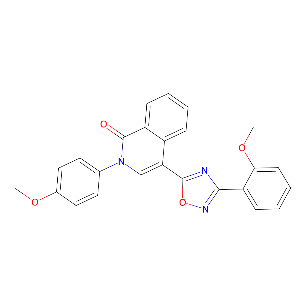 2-(4-methoxyphenyl)-4-(3-(2-methoxyphenyl)-1,2,4-oxadiazol-5-yl)isoquinolin-1(2H)-one molecular structure, CAS 1207035-44-6