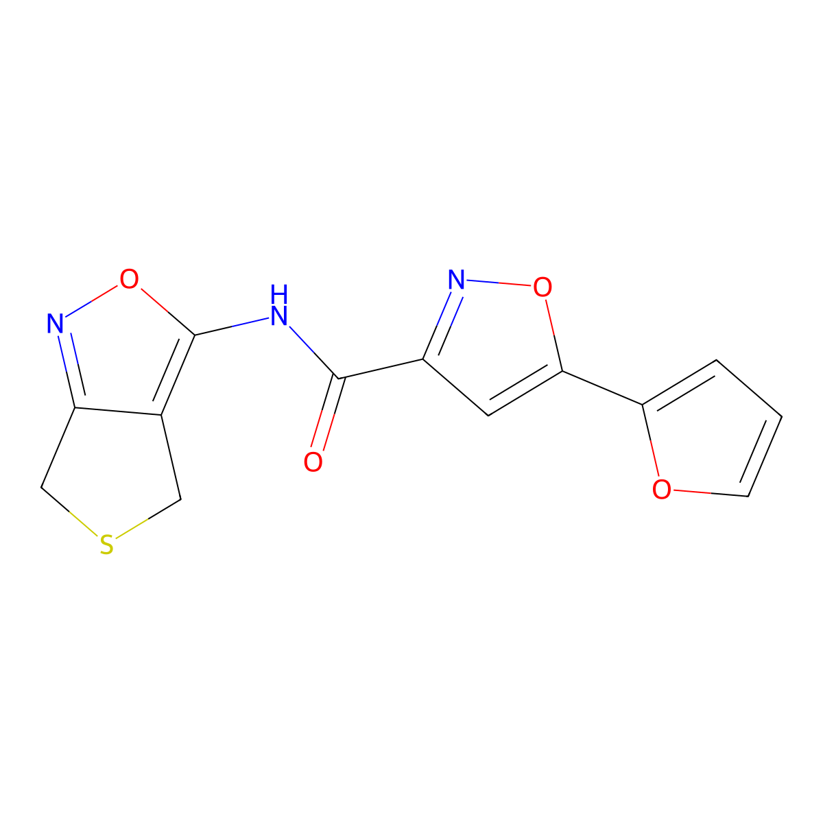 N-(4,6-dihydrothieno[3,4-c]isoxazol-3-yl)-5-(furan-2-yl)isoxazole-3-carboxamide molecular structure, CAS 1207035-48-0