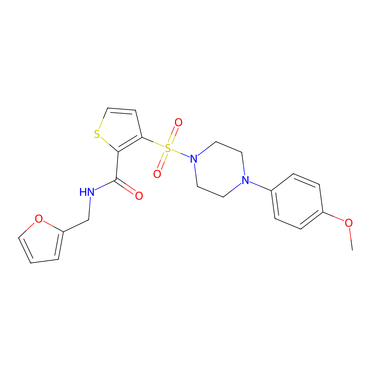 N-(furan-2-ylmethyl)-3-((4-(4-methoxyphenyl)piperazin-1-yl)sulfonyl)thiophene-2-carboxamide molecular structure, CAS 1207035-51-5
