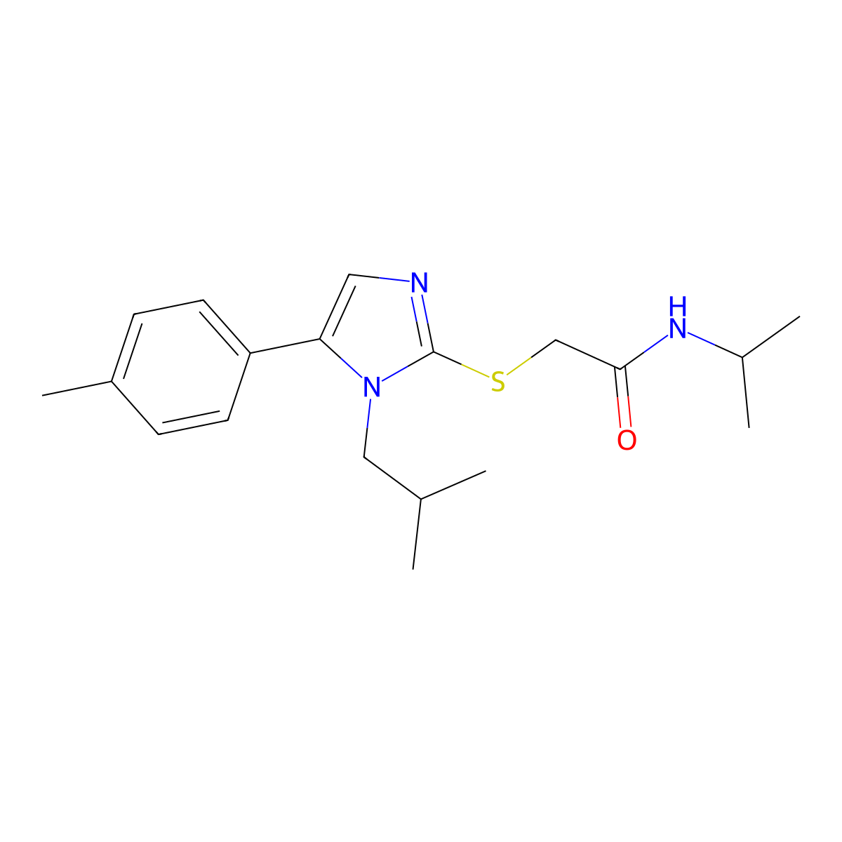 2-((1-isobutyl-5-(p-tolyl)-1H-imidazol-2-yl)thio)-N-isopropylacetamide molecular structure, CAS 1207035-52-6
