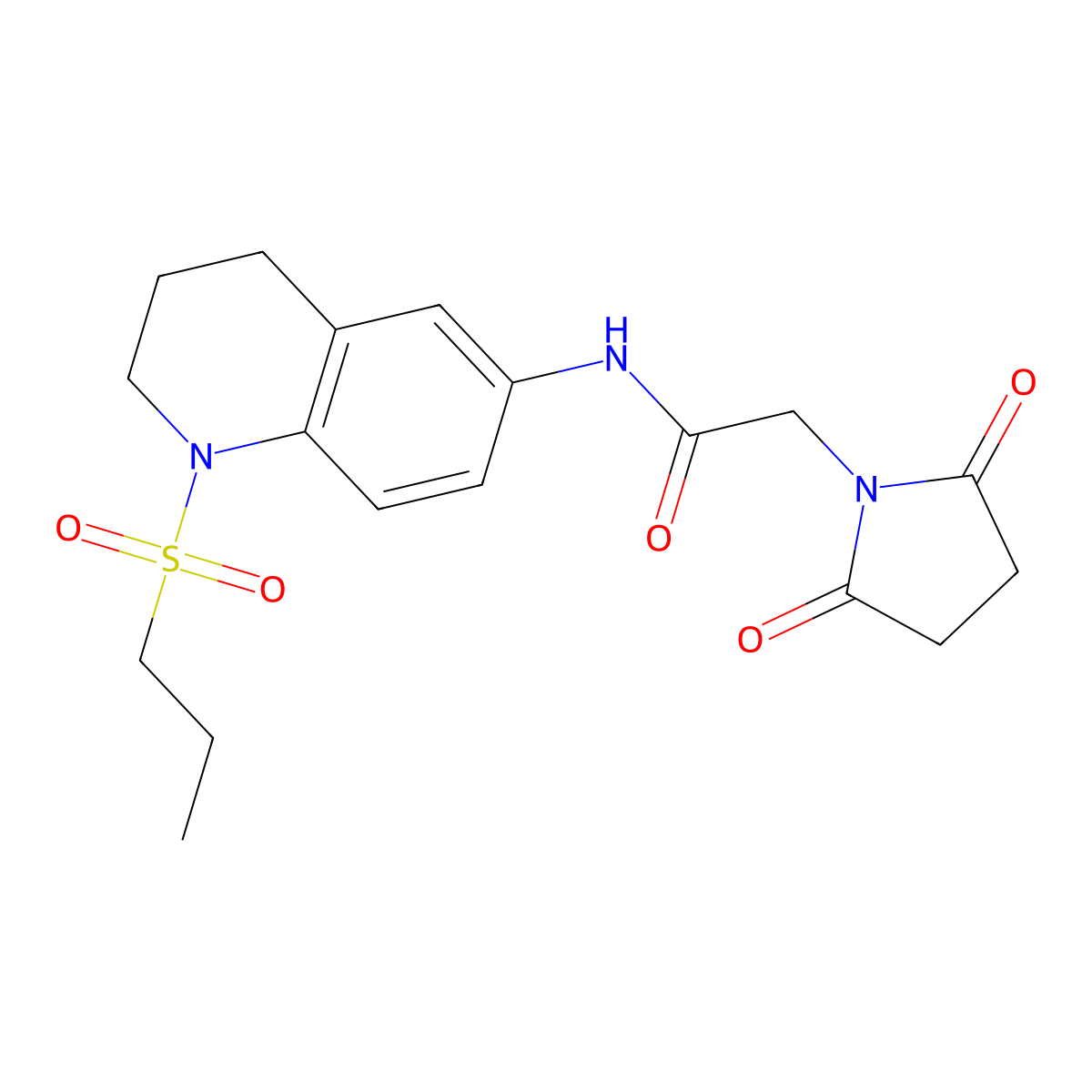 2-(2,5-dioxopyrrolidin-1-yl)-N-(1-(propylsulfonyl)-1,2,3,4-tetrahydroquinolin-6-yl)acetamide molecular structure, CAS 1207035-61-7