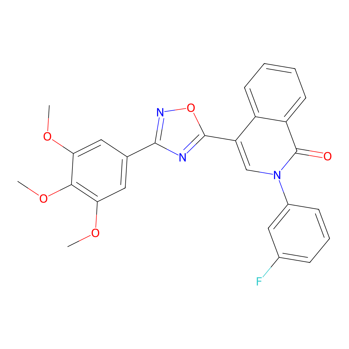 2-(3-Fluorophenyl)-4-[3-(3,4,5-trimethoxyphenyl)-1,2,4-oxadiazol-5-yl]-1,2-dihydroisoquinolin-1-one molecular structure, CAS 1207035-68-4