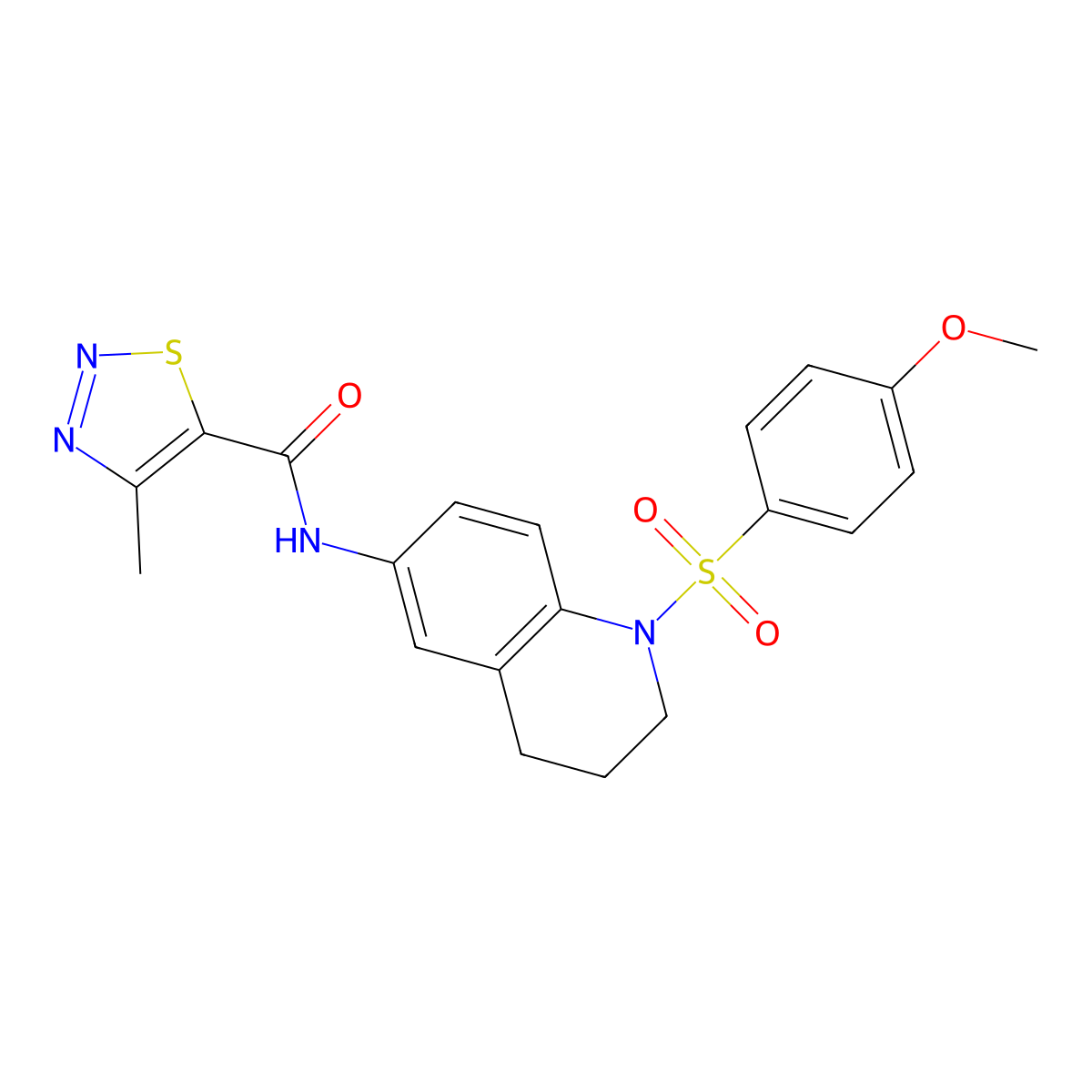 N-(1-((4-methoxyphenyl)sulfonyl)-1,2,3,4-tetrahydroquinolin-6-yl)-4-methyl-1,2,3-thiadiazole-5-carboxamide molecular structure, CAS 1207035-70-8