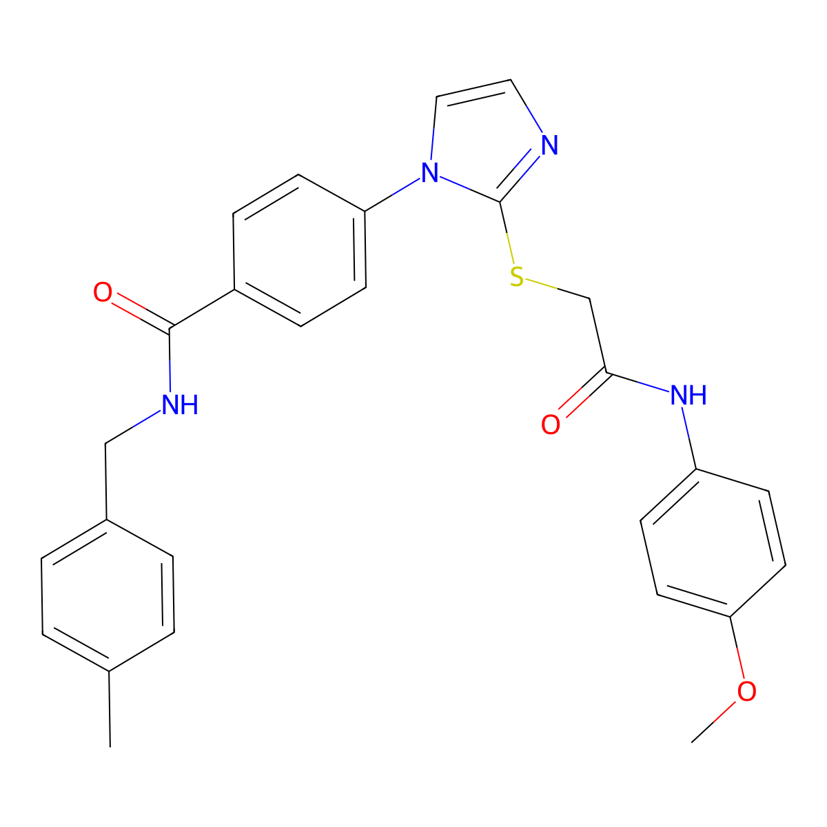 4-[2-({[(4-methoxyphenyl)carbamoyl]methyl}sulfanyl)-1H-imidazol-1-yl]-N-[(4-methylphenyl)methyl]benzamide molecular structure, CAS 1207035-79-7