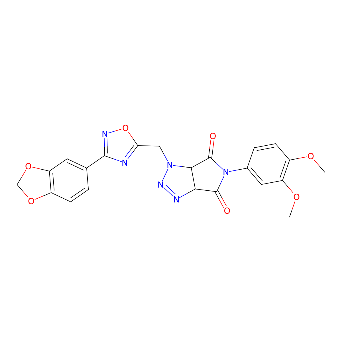 1-((3-(benzo[d][1,3]dioxol-5-yl)-1,2,4-oxadiazol-5-yl)methyl)-5-(3,4-dimethoxyphenyl)-1,6a-dihydropyrrolo[3,4-d][1,2,3]triazole-4,6(3aH,5H)-dione molecular structure, CAS 1207035-80-0