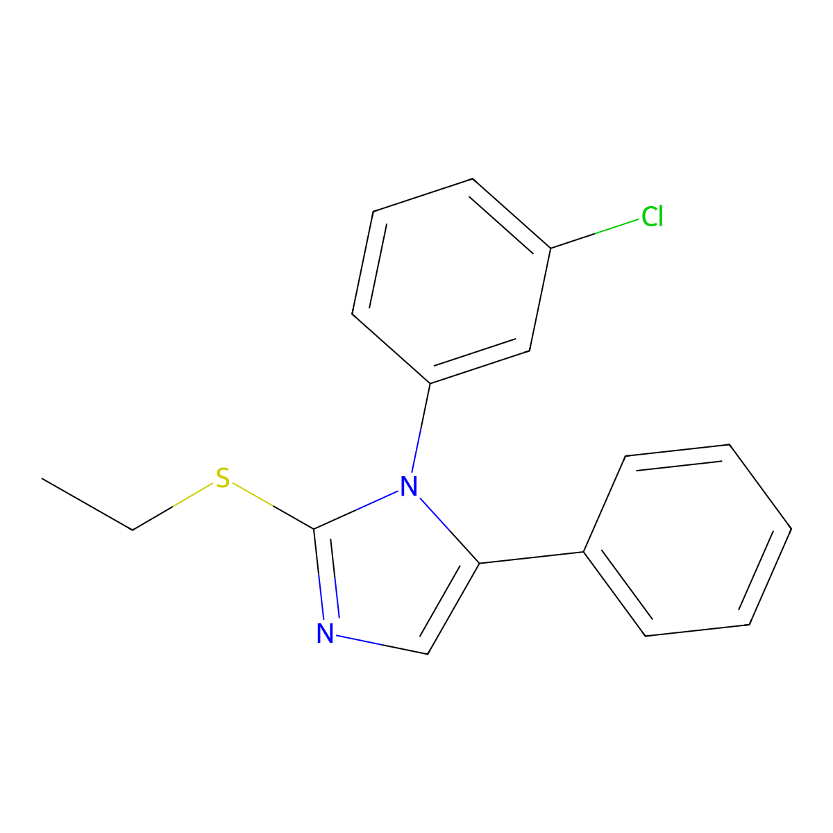 1-(3-chlorophenyl)-2-(ethylthio)-5-phenyl-1H-imidazole molecular structure, CAS 1207035-83-3