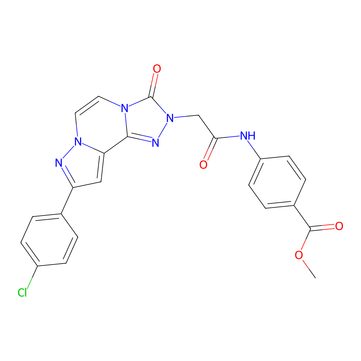 Methyl 4-[[2-[11-(4-chlorophenyl)-5-oxo-3,4,6,9,10-pentazatricyclo[7.3.0.02,6]dodeca-1(12),2,7,10-tetraen-4-yl]acetyl]amino]benzoate molecular structure, CAS 1207035-99-1