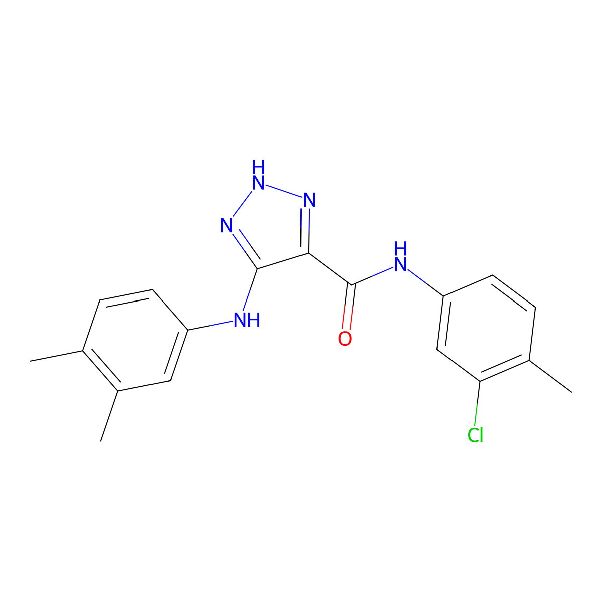 N-(3-chloro-4-methylphenyl)-5-[(3,4-dimethylphenyl)amino]-1H-1,2,3-triazole-4-carboxamide molecular structure, CAS 1207036-01-8