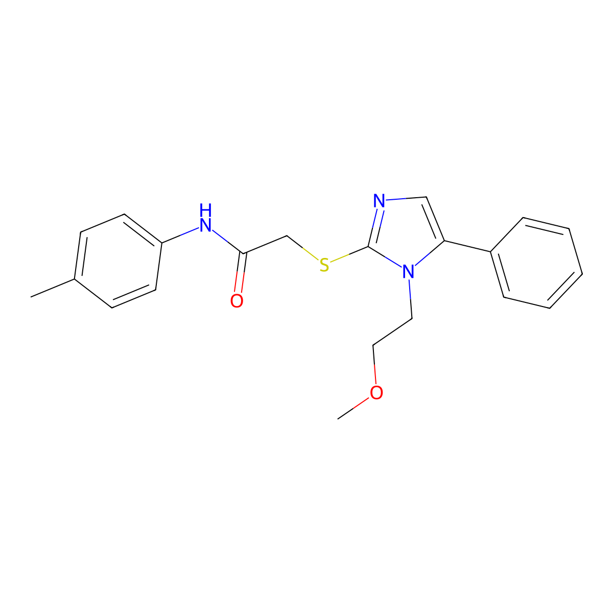 2-((1-(2-methoxyethyl)-5-phenyl-1H-imidazol-2-yl)thio)-N-(p-tolyl)acetamide molecular structure, CAS 1207036-03-0
