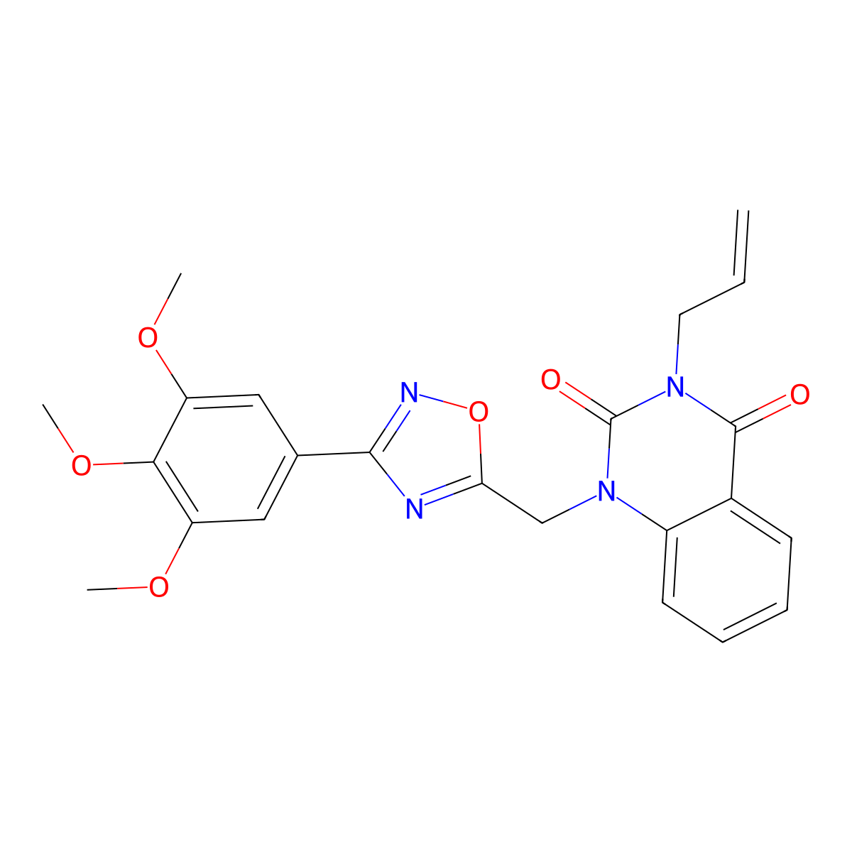 3-allyl-1-((3-(3,4,5-trimethoxyphenyl)-1,2,4-oxadiazol-5-yl)methyl)quinazoline-2,4(1H,3H)-dione molecular structure, CAS 1207036-18-7