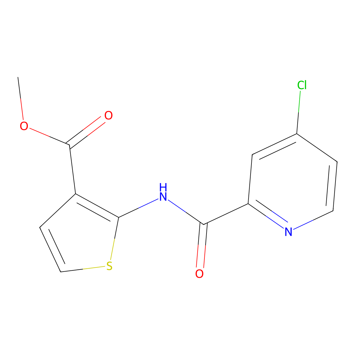 Methyl 2-(4-chloropicolinamido)thiophene-3-carboxylate molecular structure, CAS 1207036-20-1
