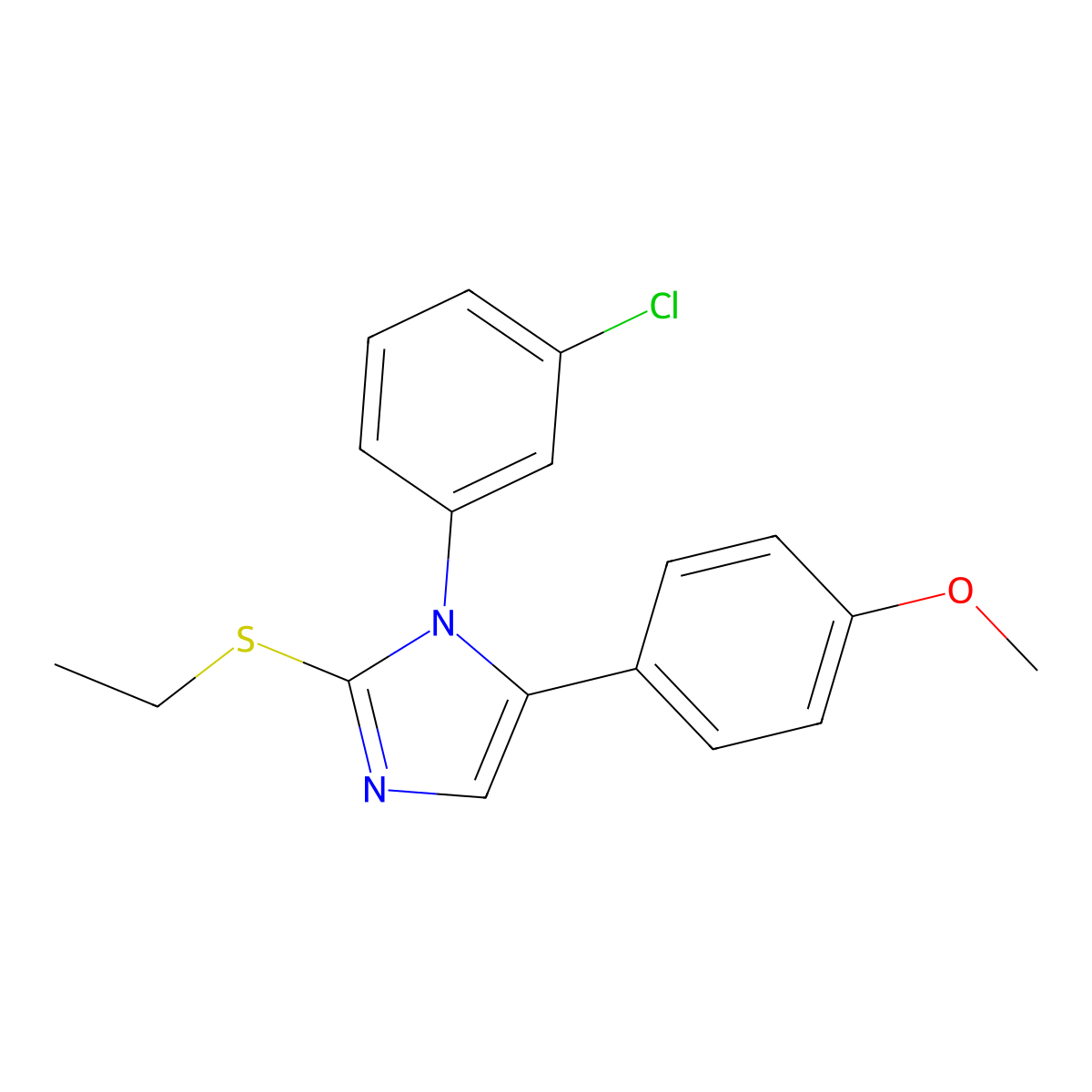 1-(3-chlorophenyl)-2-(ethylthio)-5-(4-methoxyphenyl)-1H-imidazole molecular structure, CAS 1207036-27-8