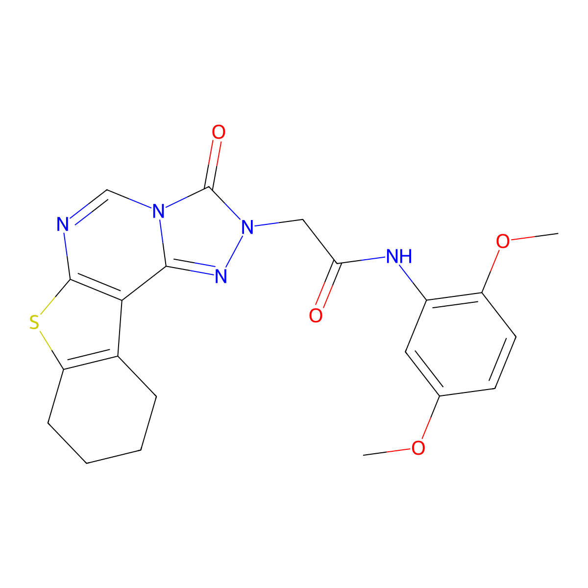 N-(2,5-dimethoxyphenyl)-2-{5-oxo-10-thia-3,4,6,8-tetraazatetracyclo[7.7.0.0^{2,6}.0^{11,16}]hexadeca-1(9),2,7,11(16)-tetraen-4-yl}acetamide molecular structure, CAS 1207036-28-9