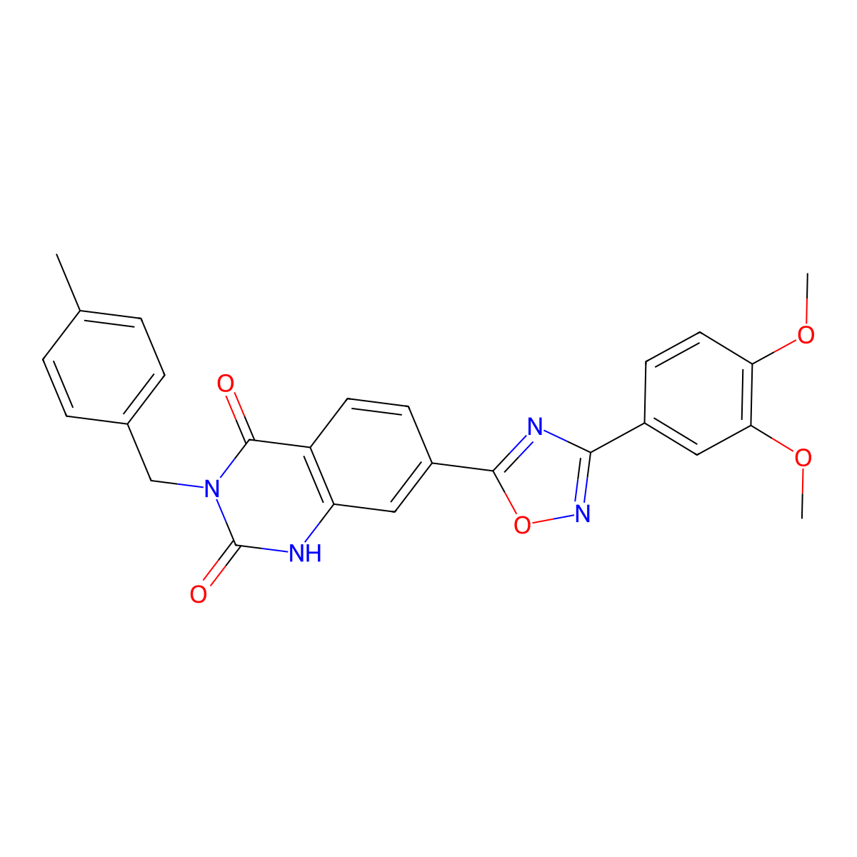 7-(3-(3,4-dimethoxyphenyl)-1,2,4-oxadiazol-5-yl)-3-(4-methylbenzyl)quinazoline-2,4(1H,3H)-dione molecular structure, CAS 1207036-31-4