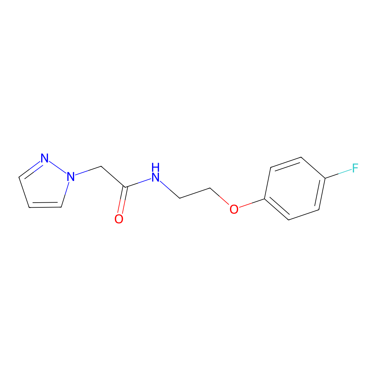 N-(2-(4-fluorophenoxy)ethyl)-2-(1H-pyrazol-1-yl)acetamide molecular structure, CAS 1207036-34-7