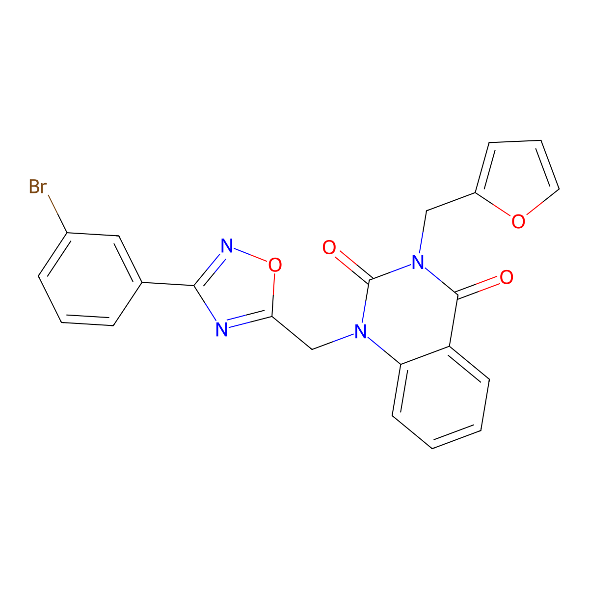 1-((3-(3-bromophenyl)-1,2,4-oxadiazol-5-yl)methyl)-3-(furan-2-ylmethyl)quinazoline-2,4(1H,3H)-dione molecular structure, CAS 1207036-35-8