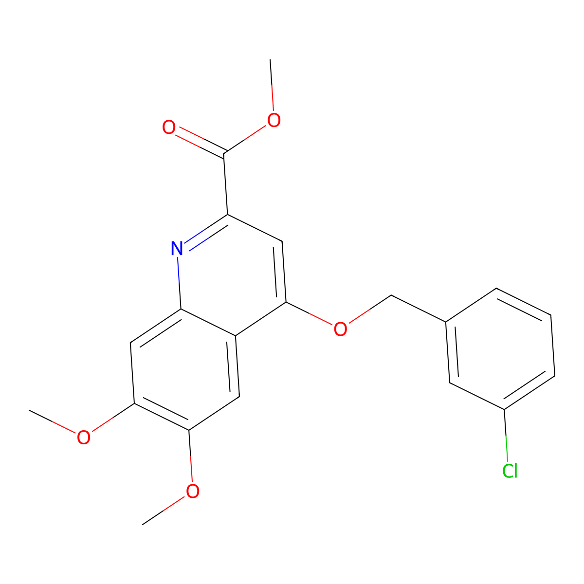 Methyl 4-[(3-chlorophenyl)methoxy]-6,7-dimethoxyquinoline-2-carboxylate molecular structure, CAS 1207036-38-1