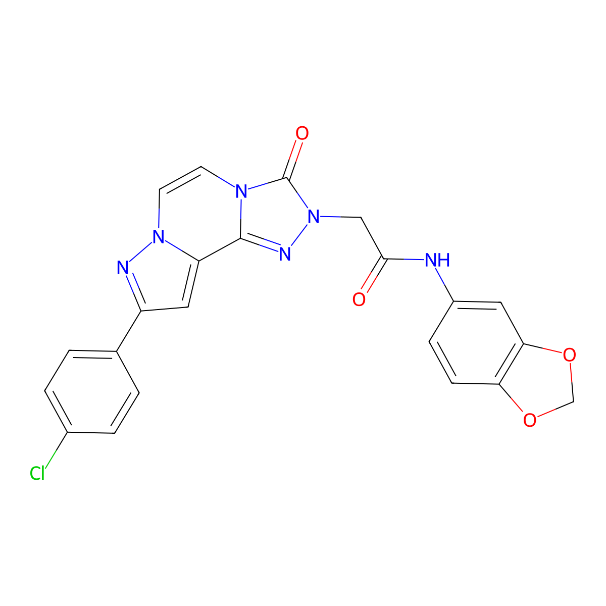 N-(1,3-benzodioxol-5-yl)-2-[11-(4-chlorophenyl)-5-oxo-3,4,6,9,10-pentazatricyclo[7.3.0.02,6]dodeca-1(12),2,7,10-tetraen-4-yl]acetamide molecular structure, CAS 1207036-40-5
