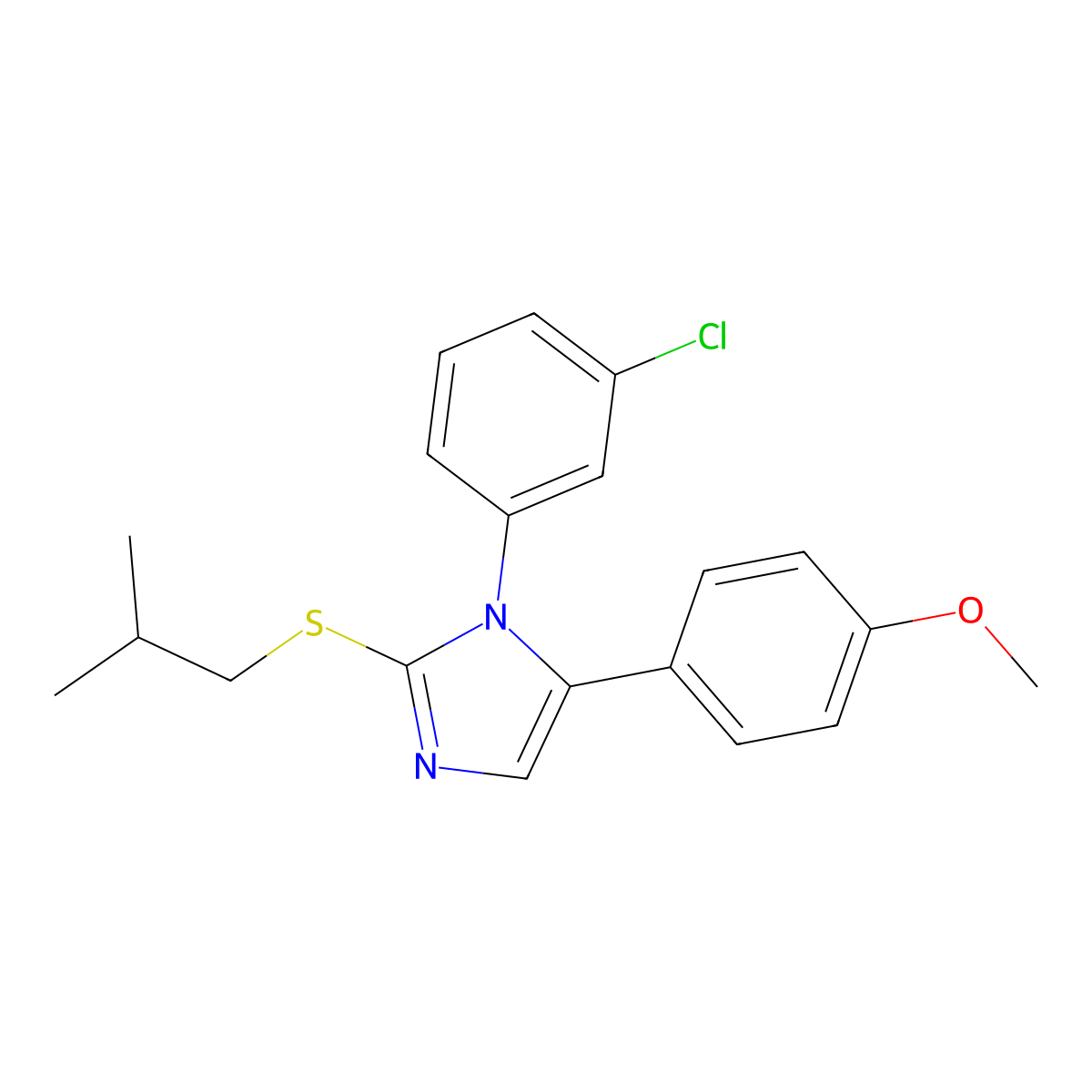 1-(3-chlorophenyl)-2-(isobutylthio)-5-(4-methoxyphenyl)-1H-imidazole molecular structure, CAS 1207036-43-8