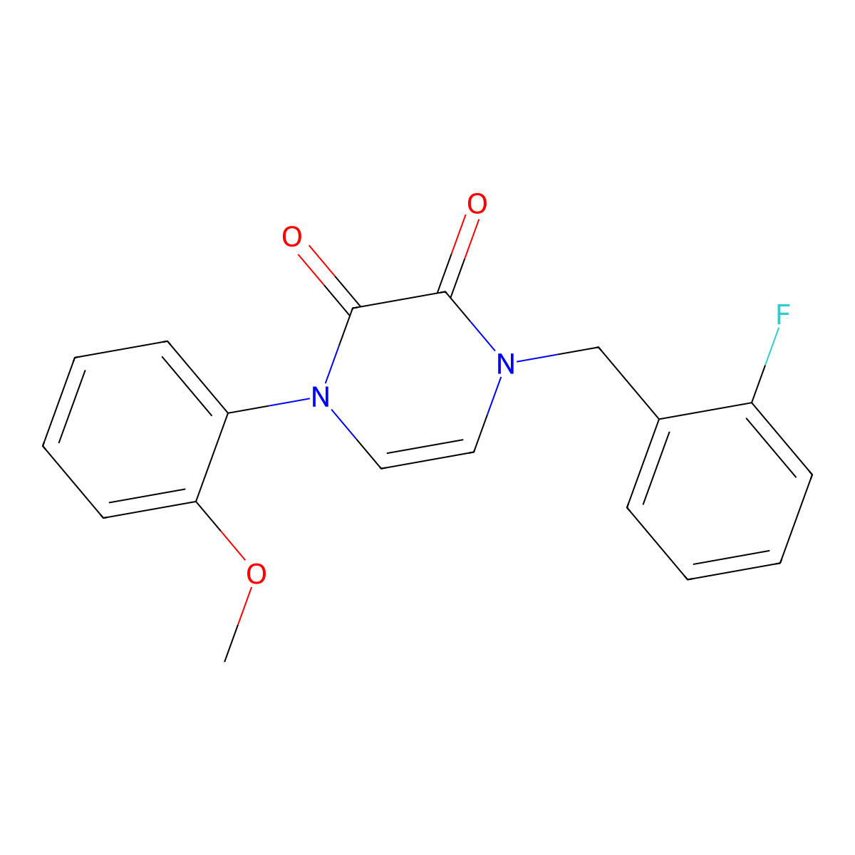 1-(2-Fluorobenzyl)-4-(2-methoxyphenyl)-1,4-dihydropyrazine-2,3-dione molecular structure, CAS 1207036-50-7