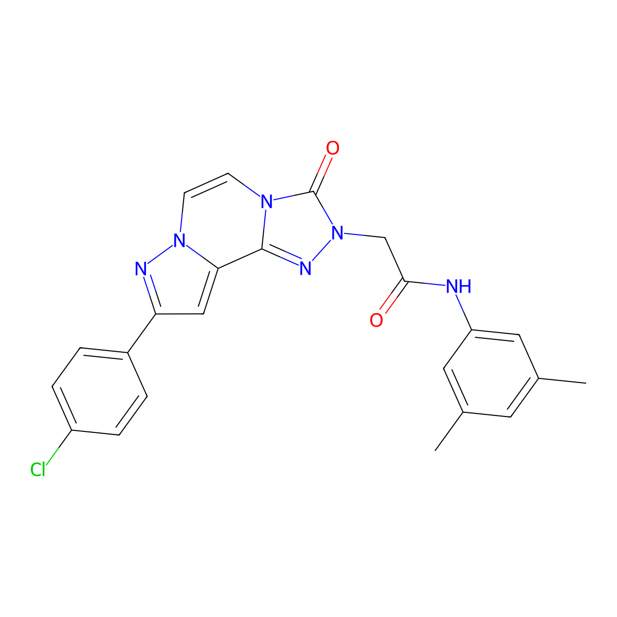 2-[11-(4-chlorophenyl)-5-oxo-3,4,6,9,10-pentaazatricyclo[7.3.0.0^{2,6}]dodeca-1(12),2,7,10-tetraen-4-yl]-N-(3,5-dimethylphenyl)acetamide molecular structure, CAS 1207036-53-0